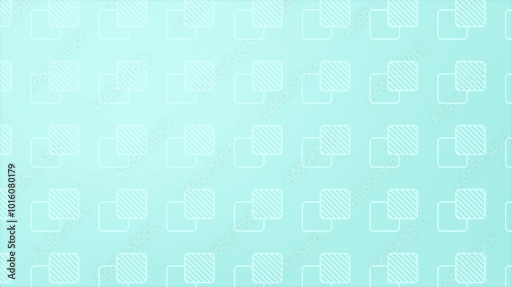 Cyan color simple and clean square shapes with moving parallel lines modern design geometrical background