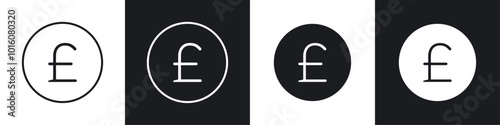 Pound vector icon set in black and white