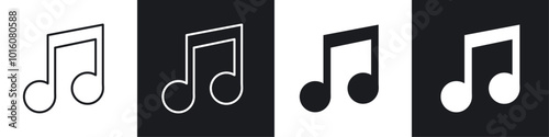 Music vector icon set in black and white