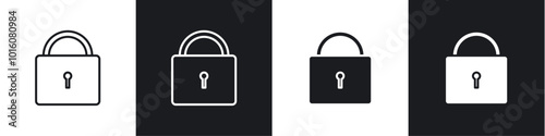 Lock vector icon set in black and white