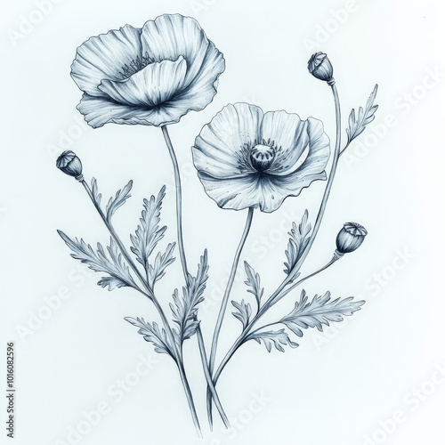 flower, nature, floral, vector, rose, flowers, spring, tulip, plant, leaf, blossom, summer, illustration, drawing, design, poppy, beauty, pattern, decoration, bud, art, sketch, color, red, card