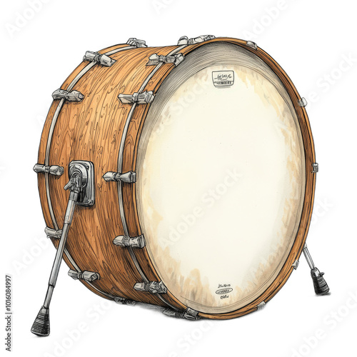 Colorful Timpani Drum Illustration in Line Drawing Style