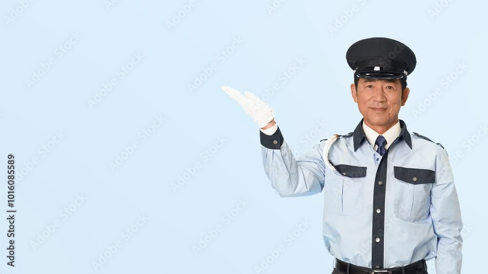 案内する男性警備員