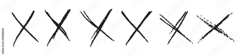 Hand-drawn crossed Strikethrough textured, X scribble marks. Vector sketch crosses of black marker, vector illustration
Keywords: