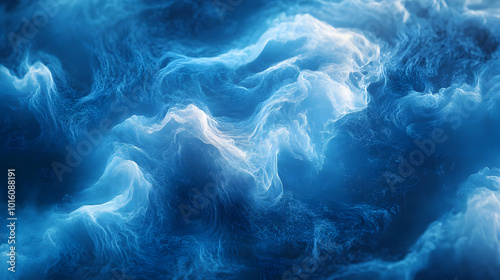 Abstract Blue and White Swirling Clouds Background