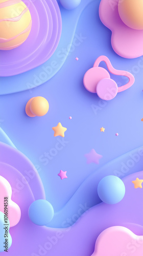 Abstract 3D Background with Pastel Colors and Stars.