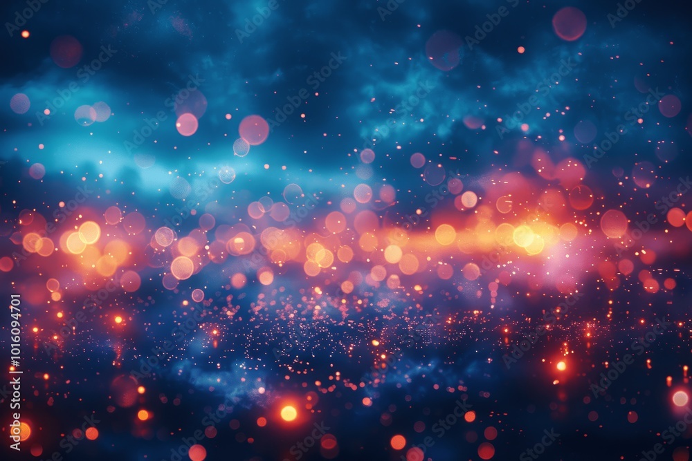 Bright Red and Yellow Fireworks in Night Sky with Festive Colors