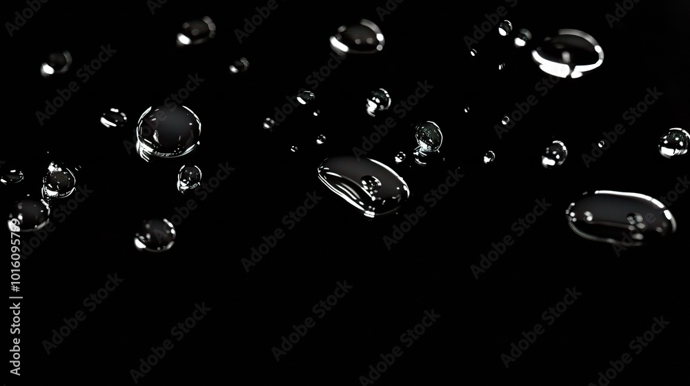 Water Droplets Falling on Black Background - a mesmerizing and elegant visual. The water droplets gracefully falling on the black backdrop create a captivating and stylish scene