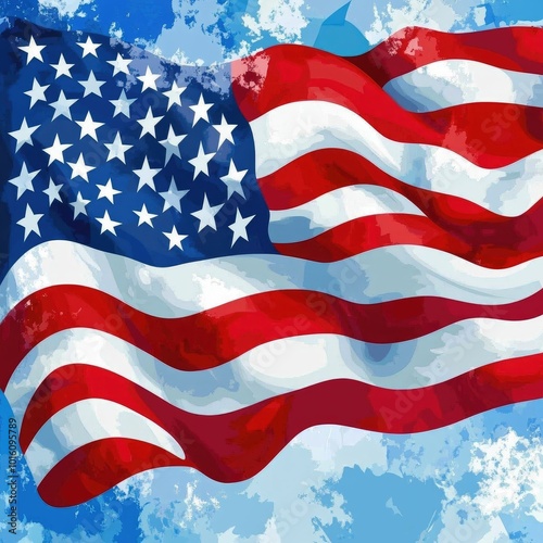 Wallpaper Mural Happy Memorial Day with American Flag Illustration template background Torontodigital.ca