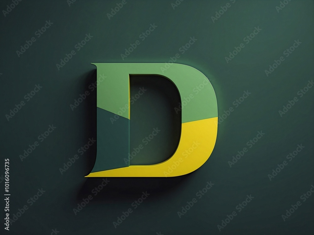 Fototapeta premium A green-yellow typographic representation of the letter 