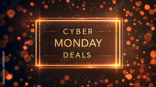 Glowing Dark Gold 'CYBER MONDAY DEALS' Neon Sign in a Luxurious Setting