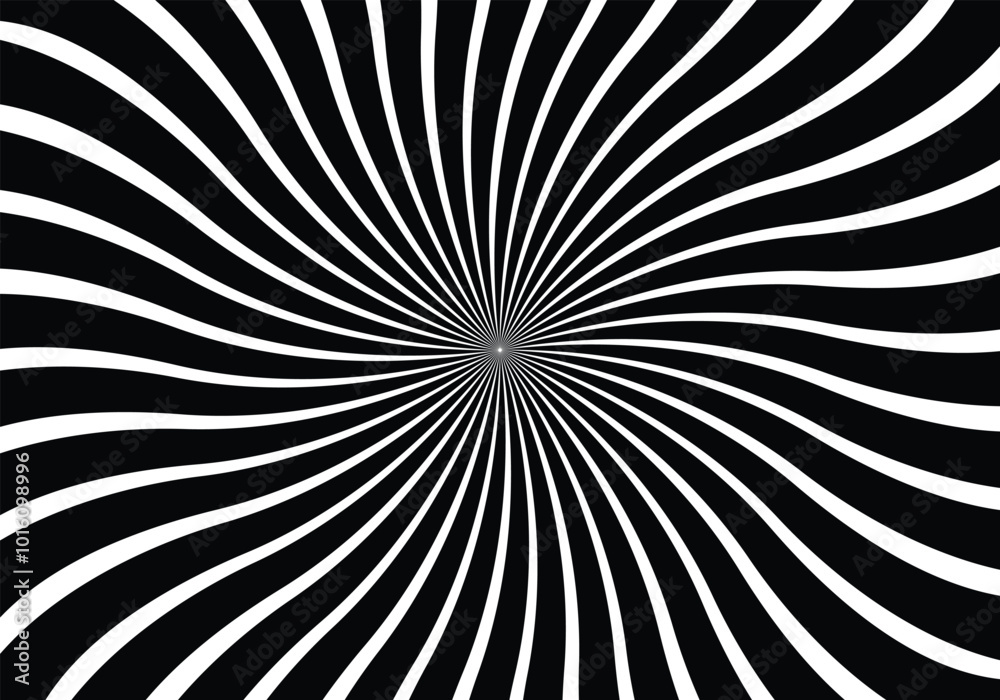Sun-burst wavy stripes in black and white vector illustration style. Sun-burst wavy stripes in black and white vector illustration style.