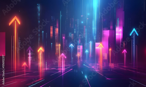 Futuristic financial dashboards and luxury business charts with glowing neon lines  gold accents  and connected nodes for corporate branding.