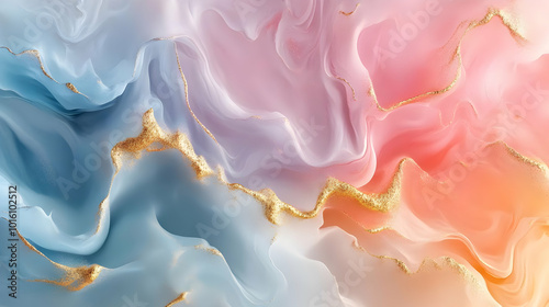 Abstract Background with Golden Swirls and Fluid Colors