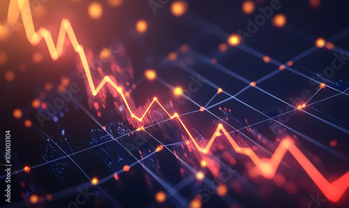 Wallpaper Mural Futuristic financial dashboards and luxury business charts with glowing neon lines, gold accents, and connected nodes for corporate branding. Torontodigital.ca