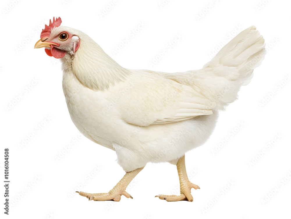 Fototapeta premium a white chicken walking