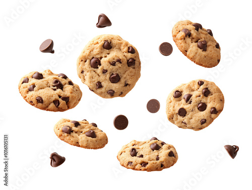 a group of chocolate chip cookies