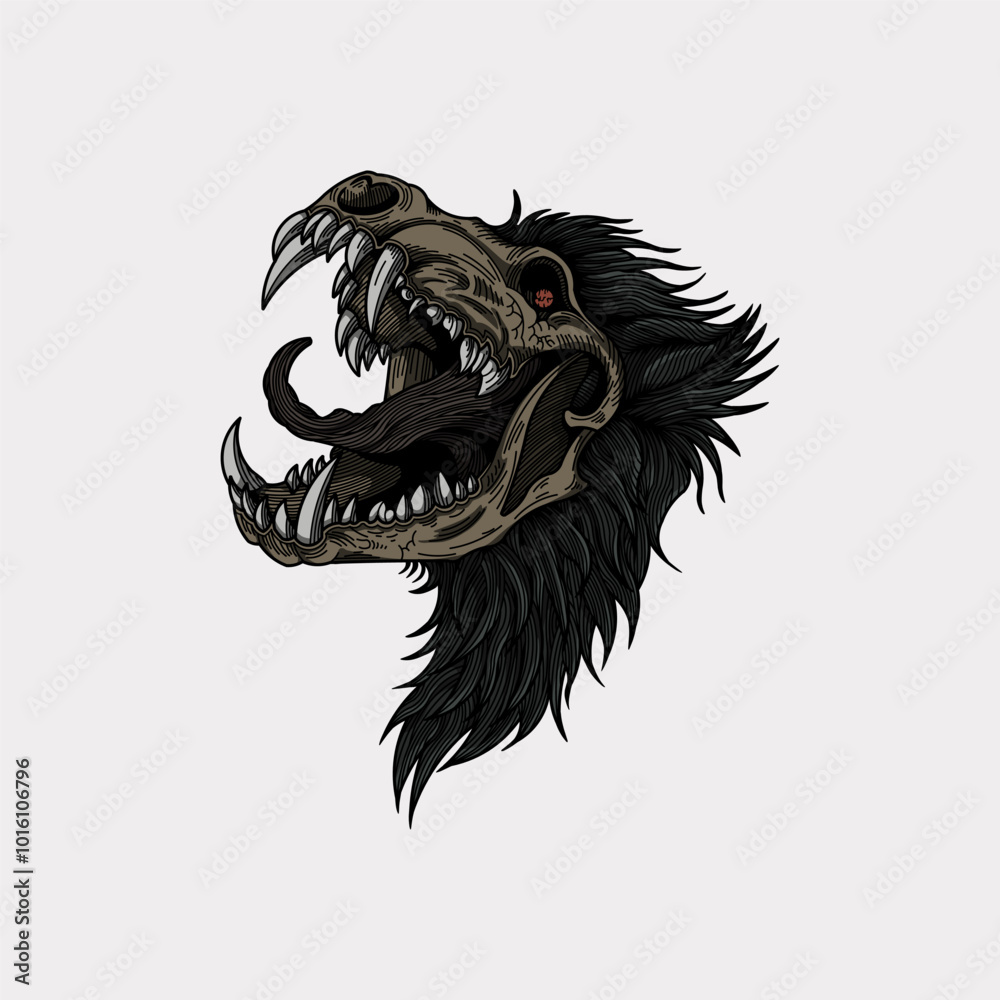 Φωτογραφία Wendigo wolf art hand drawn illustration artwork