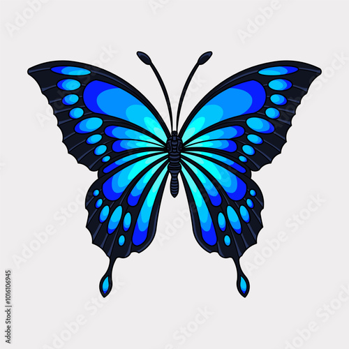 Canvas Print blue monarch butterfly hand drawn artwork illustration