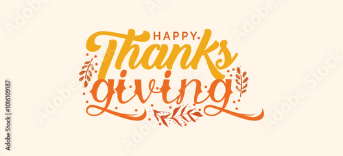 happy thanksgiving day festival banner design with typography photo