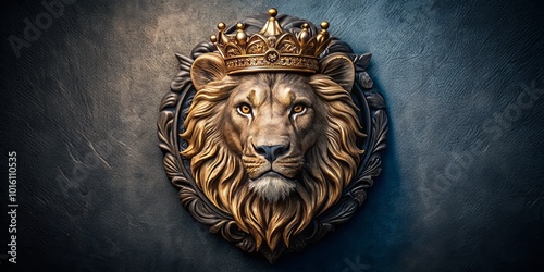 Sophisticated lion head logo design set against a dark brown background, embodying premium branding and elegance, perfect for upscale businesses and photo