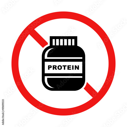 No Protein Sign on White Background