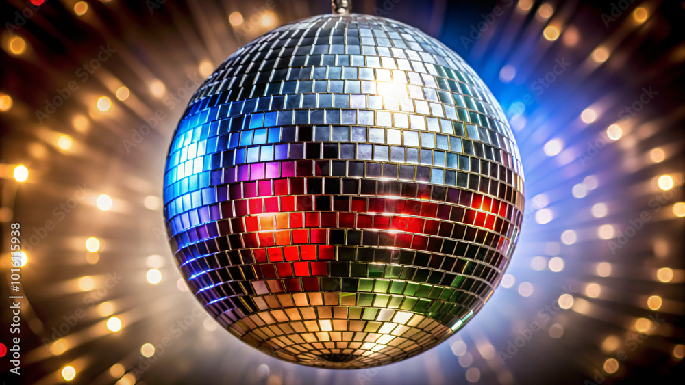 Obraz premium shiny disco ball. disco, ball, party, mirror, dance, light, club, music, sphere, disco ball, nightclub, night, reflection, discoball, shiny, nightlife, bright, circle, vector, shine, illustration, gli