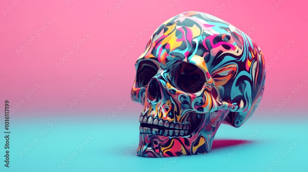Colorful Skull 3D Render Abstract Design Innovation Colorful Skull 3D Render Abstract Design Innovation