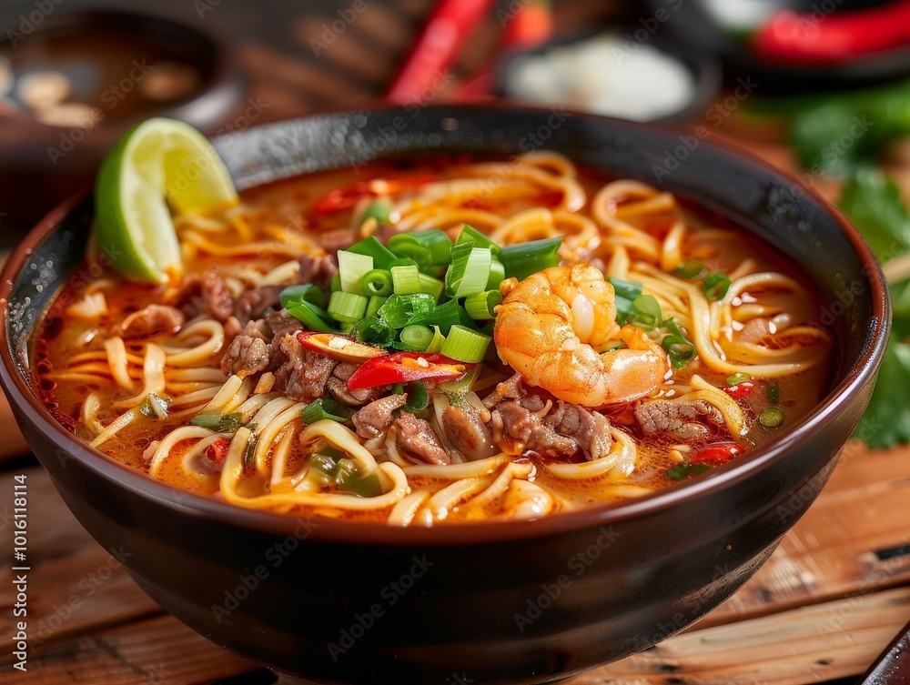 Spicy Noodle Soup with Shrimp and Beef Spicy Noodle Soup with Shrimp and Beef