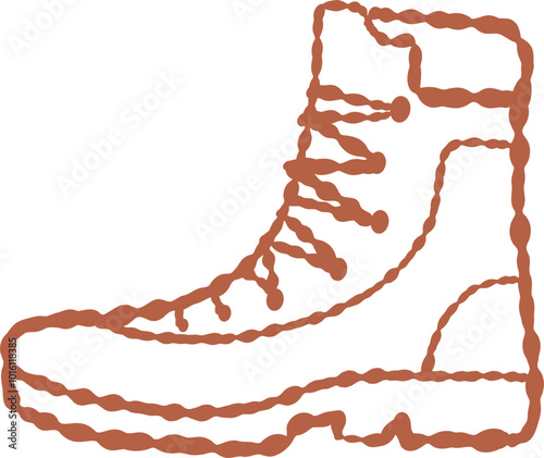 Hand Drawn Doodle Hiking Boot Camping Illustration