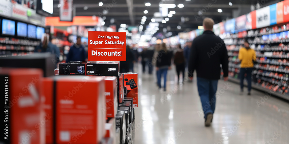 Fototapeta premium Holiday Tech Rush Shoppers Scramble for Gadgets Before Christmas