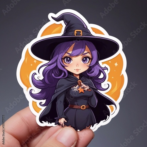 Halloween cute sticker, helloween Witch sticker, scary party sticker