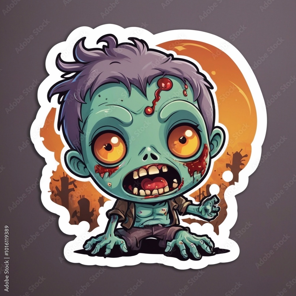 Halloween cute sticker, helloween Zombie sticker, scary party sticker Halloween cute sticker, helloween Zombie sticker, scary party sticker