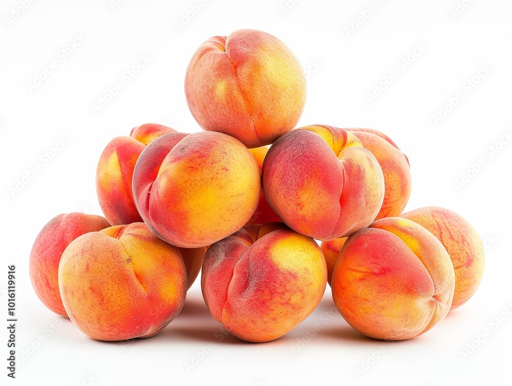 A Pile of Ripe Peaches Isolated On White Background A Pile of Ripe Peaches Isolated On White Background