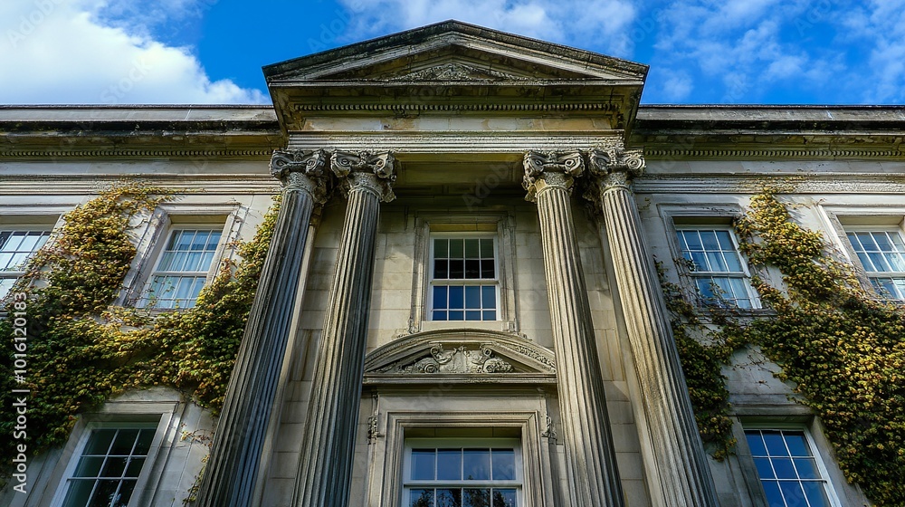 Obraz premium Classical Architecture with Ivy Covered Walls