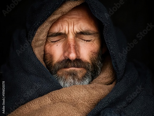 Crying oneself to sleep after prolonged sobbing, finally succumbing to exhaustion, crying, crying to sleep