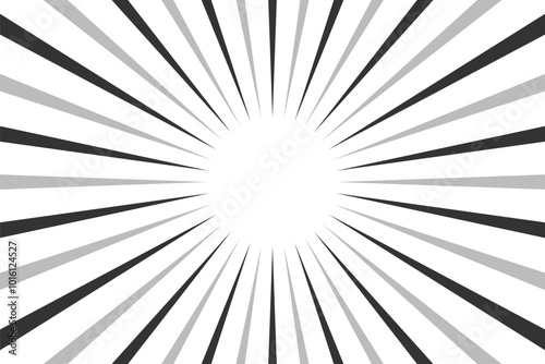 モノクロのサンバーストのイラスト	