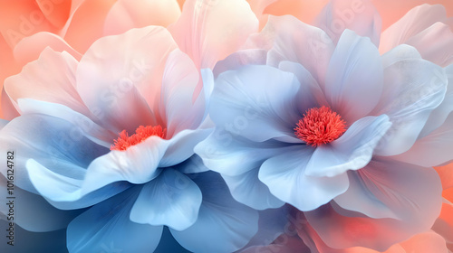 Abstract Flower Illustration with Pink and Blue Hues