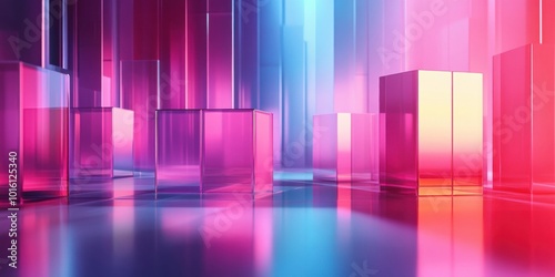 Vibrant Abstract Graphic Composition Featuring Colorful Cubes and Light Reflections