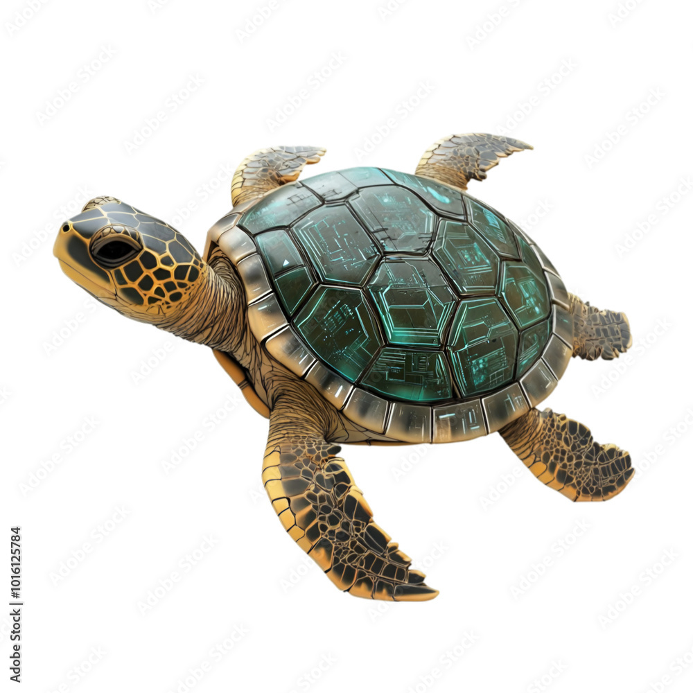 Fototapeta premium Sea turtle, white isolate background transparent background