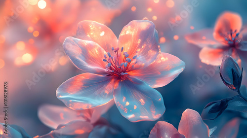 Delicate Flower Bloom in Soft Pastel Hues - Illustration