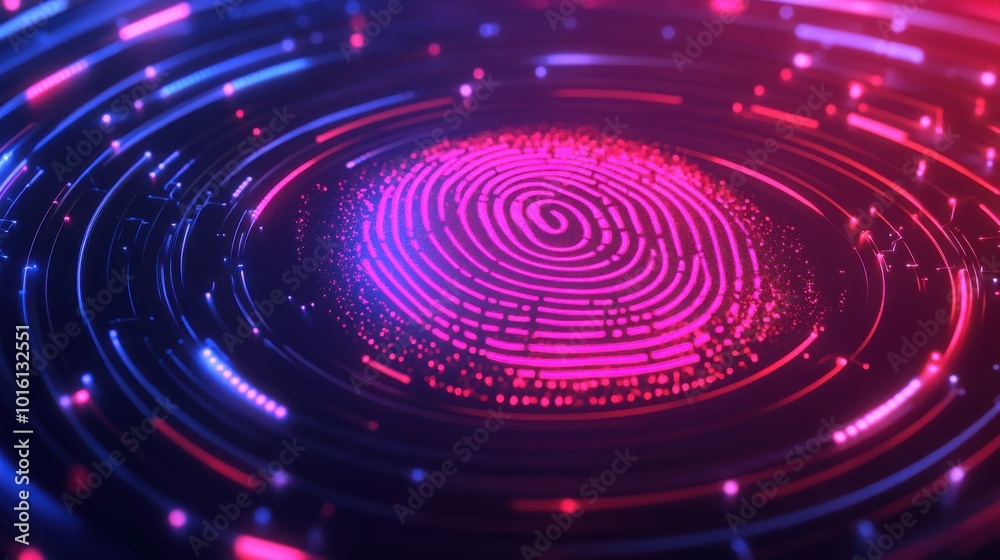 Fototapeta premium A 3D icon of a fingerprint, designed to represent digital security, focusing on identity verification and secure 