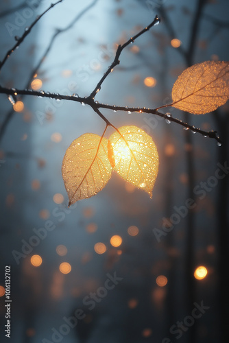 autumn leaves in the rain