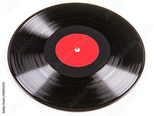 Top view of vinyl record with blank label for music and design projects