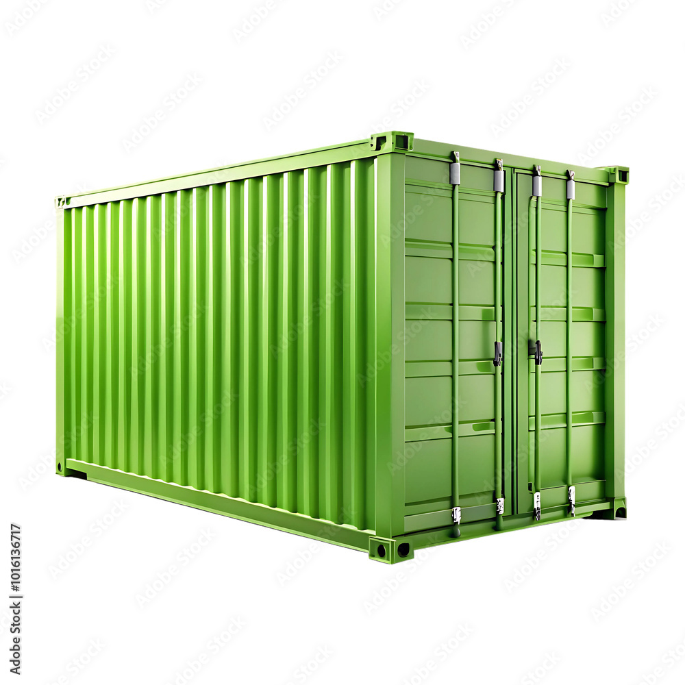Mock up 20ft container color green isolated Mock up 20ft container color green isolated