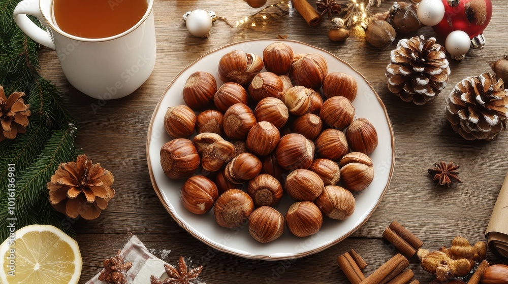 Festive Plate of Roasted Chestnuts for Holiday Gathering