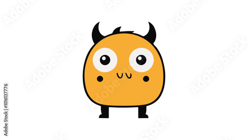 simple orange strange illustration of a monster