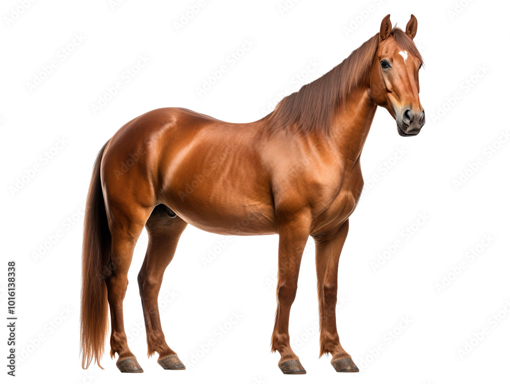 Fototapeta premium a brown horse is standing isolated on transparent background