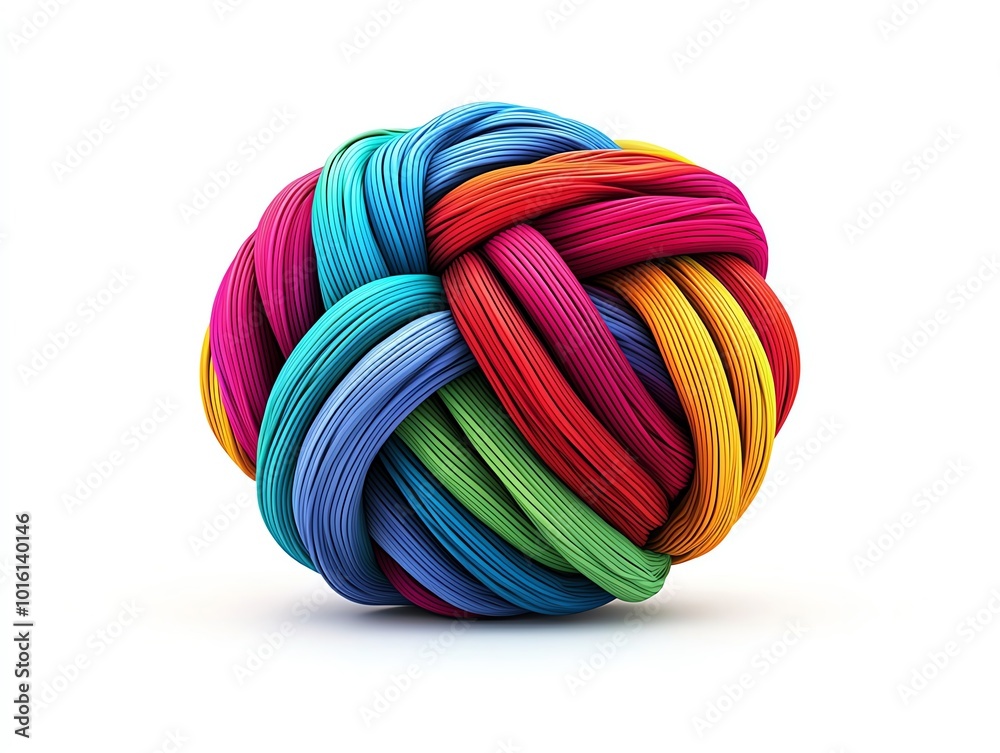 custom made wallpaper toronto digitalVibrant colorful yarn ball, woven, knot, abstract.