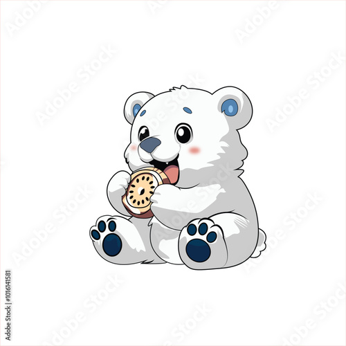 mascot logo of ice bear logo isolated on snowfall background